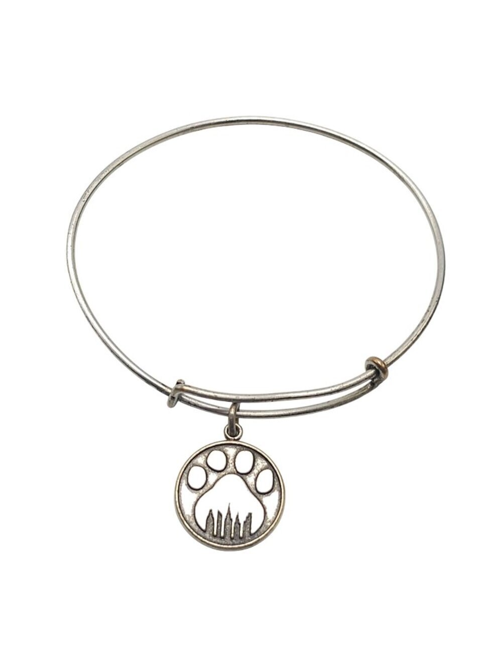 Alex And Ani Paw Print Expandable Silver-Tone Bracelet With Charm